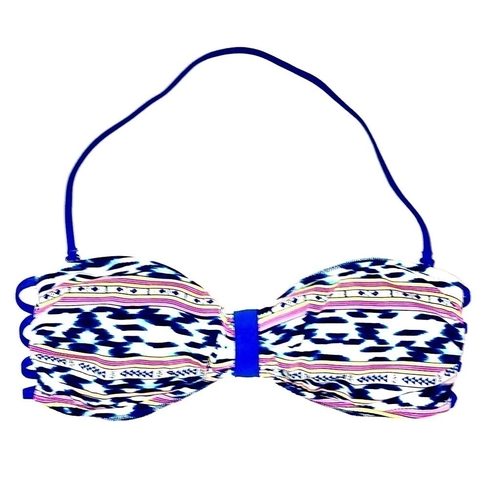 Pink VS Bikini Top with Strappy back Blue and White Medium